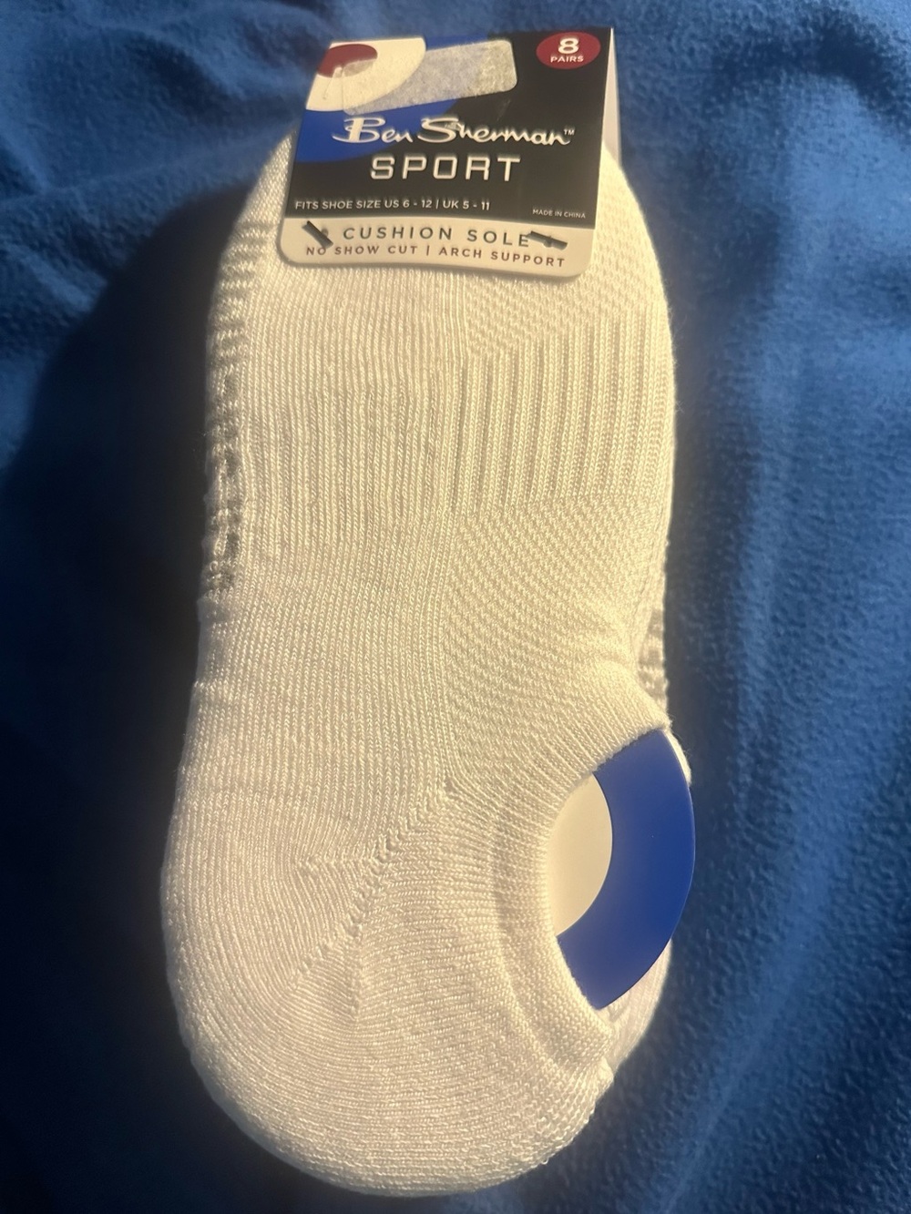 Ben Sherman White No-Show Athletic Socks - Cushion Sole (8 Pairs)